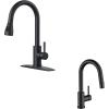 imageFORIOUS Black Kitchen Faucet and Bar Sink Faucet with Pull Down Sprayer for Bar Bathroom Farmhouse Camper Laundry Rv
