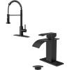 imageFORIOUS Black Kitchen FaucetFORIOUS Matte Black Waterfall Bathroom Faucet