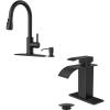 imageFORIOUS Black Kitchen FaucetWaterfall Bathroom Faucet