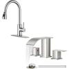 imageFORIOUS Brushed Nickel Kitchen Faucet  Bathroom Faucet