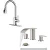 imageFORIOUS Brushed Nickel Kitchen FaucetFORIOUS Upgrade Bathroom Faucets 3 Hole
