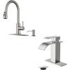 imageFORIOUS Brushed Nickel Kitchen FaucetFORIOUS Waterfall Bathroom Faucet
