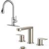 imageFORIOUS Brushed Nickel Kitchen Faucets  Bathroom Faucets 3 Hole
