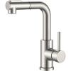 imageFORIOUS Modern Bar Sink Faucet Brushed Nickel Stainless Steel Single Handle Small Kitchen Sink Faucet with Pull Out Sprayer 360 Swivel Spout LShaped Design Suitable for Camper Outdoor Bathroom RVStainless Steel