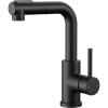 imageFORIOUS Modern Bar Sink Faucet Brushed Nickel Stainless Steel Single Handle Small Kitchen Sink Faucet with Pull Out Sprayer 360 Swivel Spout LShaped Design Suitable for Camper Outdoor Bathroom RVMatte Black