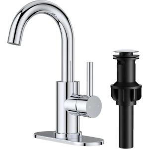 imageFORIOUS Black Bathroom Faucet 1 or 3 Hole Single Handle Matte Black Bathroom Sink Faucet 2 Pack with cUPC Supply Line and Pop Up Drain Suitable for Bar RV Vanity Restroom CommerialChrome
