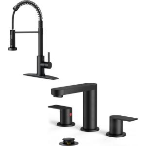 imageFORIOUS Black Kitchen Faucet  Bathroom Faucet 3 Hole