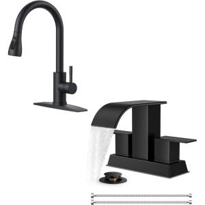 imageFORIOUS Black Kitchen Faucet  Bathroom Faucet