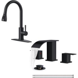imageFORIOUS Black Kitchen Faucet  Bathroom Faucets