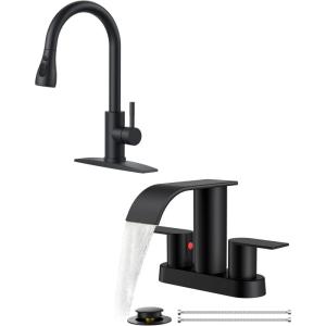 imageFORIOUS Black Kitchen Faucet Bathroom Faucet