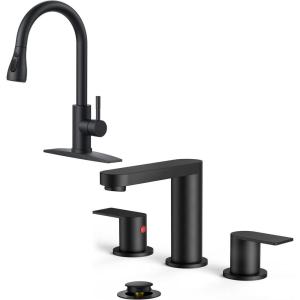 imageFORIOUS Black Kitchen Faucet FORIOUS Bathroom Faucet