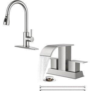 imageFORIOUS Brushed Nicke Kitchen Faucet  Bathroom Faucet