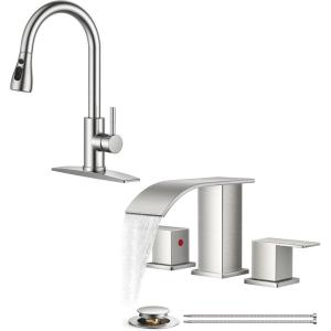 imageFORIOUS Brushed Nickel Kitchen Faucet  Bathroom Faucet