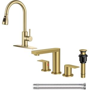 imageFORIOUS Gold Kitchen Faucet  Bathroom Faucets