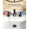 imageFORIOUS Black Bathroom Faucet 3 Hole Widespread Bathroom Sink Faucet 8 Inch with Pop Up Drain and CUPC Supply Hose 2 Handle for Vanity Rv Commercial Lavatory RestroomMatte Black