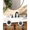 imageFORIOUS Black Bathroom Faucet 3 Hole Widespread Bathroom Sink Faucet 8 Inch with Pop Up Drain and CUPC Supply Hose 2 Handle for Vanity Rv Commercial Lavatory RestroomMatte Black