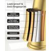 imageFORIOUS Black Bathroom Faucet 3 Hole Widespread Bathroom Sink Faucet 8 Inch with Pop Up Drain and CUPC Supply Hose 2 Handle for Vanity Rv Commercial Lavatory RestroomBrushed Gold