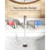 imageFORIOUS Black Bathroom Faucet 3 Hole Widespread Bathroom Sink Faucet 8 Inch with Pop Up Drain and CUPC Supply Hose 2 Handle for Vanity Rv Commercial Lavatory RestroomStainless Steel