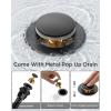 imageFORIOUS Black Bathroom Faucet 3 Hole Widespread Bathroom Sink Faucet 8 Inch with Pop Up Drain and CUPC Supply Hose 2 Handle for Vanity Rv Commercial Lavatory RestroomMatte Black