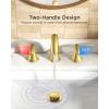 imageFORIOUS Black Bathroom Faucet 3 Hole Widespread Bathroom Sink Faucet 8 Inch with Pop Up Drain and CUPC Supply Hose 2 Handle for Vanity Rv Commercial Lavatory RestroomBrushed Gold