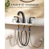 imageFORIOUS Black Bathroom Faucet 3 Hole Widespread Bathroom Sink Faucet 8 Inch with Pop Up Drain and CUPC Supply Hose 2 Handle for Vanity Rv Commercial Lavatory RestroomMatte Black