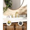 imageFORIOUS Black Bathroom Faucet 3 Hole Widespread Bathroom Sink Faucet 8 Inch with Pop Up Drain and CUPC Supply Hose 2 Handle for Vanity Rv Commercial Lavatory RestroomBrushed Gold