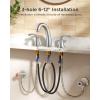 imageFORIOUS Black Bathroom Faucet 3 Hole Widespread Bathroom Sink Faucet 8 Inch with Pop Up Drain and CUPC Supply Hose 2 Handle for Vanity Rv Commercial Lavatory RestroomStainless Steel