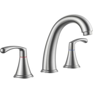 imageFORIOUS Black Bathroom Faucet 3 Hole Widespread Bathroom Sink Faucet 8 Inch with Pop Up Drain and CUPC Supply Hose 2 Handle for Vanity Rv Commercial Lavatory RestroomStainless Steel