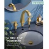 image:imageFORIOUS Bathroom Faucets 3 Hole Brushed Nickel Bathroom Sink Faucet for Vanity with Popup Drain and Supply Lines LeadFree 8 Inch Widespread Faucet for 3 Hole Commercial Restroom SinkBrushed Gold