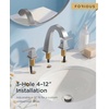 image:imageFORIOUS Bathroom Faucets 3 Hole Brushed Nickel Bathroom Sink Faucet for Vanity with Popup Drain and Supply Lines LeadFree 8 Inch Widespread Faucet for 3 Hole Commercial Restroom SinkStainless Steel