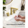 image:imageFORIOUS Black Bathroom Faucet 3 Hole Two Handle 8 Inch Widespread Bathroom Sink Faucet Matte Black with Metal Popup Drain cUPC Supply Lines and Water Saving Aerator for Basin Vanity or CommercialBrushed Gold
