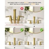 image:imageFORIOUS Black Bathroom Faucet 3 Hole Two Handle 8 Inch Widespread Bathroom Sink Faucet Matte Black with Metal Popup Drain cUPC Supply Lines and Water Saving Aerator for Basin Vanity or CommercialBrushed Gold