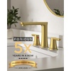image:imageFORIOUS Black Bathroom Faucet 3 Hole Two Handle 8 Inch Widespread Bathroom Sink Faucet Matte Black with Metal Popup Drain cUPC Supply Lines and Water Saving Aerator for Basin Vanity or CommercialBrushed Gold