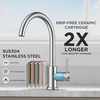 image:imageFORIOUS Kitchen Faucet Brushed Nickel Commercial Modern Single Handle Faucet for Kitchen Sink Stainless Steel High Arc with Deck Plate for 1 or 3 Hole Suitable for Bar RV Camper OutdoorStainless Steel
