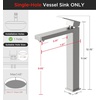 image:imageFORIOUS Matte Black Vessel Sink Faucet Single Hole Morden Tall Bathroom Faucets One Lever Handle with Pop up Drain for Basin Bowl Vanity Lavatory ResidentialCommercial UseBrushed Nickel