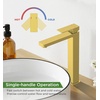 image:imageFORIOUS Matte Black Vessel Sink Faucet Single Hole Morden Tall Bathroom Faucets One Lever Handle with Pop up Drain for Basin Bowl Vanity Lavatory ResidentialCommercial UseBrushed Gold