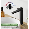 image:imageFORIOUS Matte Black Vessel Sink Faucet Single Hole Morden Tall Bathroom Faucets One Lever Handle with Pop up Drain for Basin Bowl Vanity Lavatory ResidentialCommercial UseMatte Black