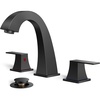 image:imageFORIOUS Bathroom Faucets 3 Hole Brushed Nickel Bathroom Sink Faucet for Vanity with Popup Drain and Supply Lines LeadFree 8 Inch Widespread Faucet for 3 Hole Commercial Restroom SinkMatte Black
