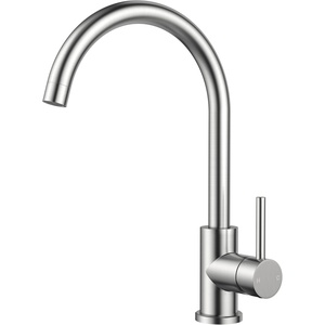 image:imageFORIOUS Kitchen Faucet Brushed Nickel Commercial Modern Single Handle Faucet for Kitchen Sink Stainless Steel High Arc with Deck Plate for 1 or 3 Hole Suitable for Bar RV Camper OutdoorStainless Steel
