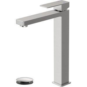 image:imageFORIOUS Matte Black Vessel Sink Faucet Single Hole Morden Tall Bathroom Faucets One Lever Handle with Pop up Drain for Basin Bowl Vanity Lavatory ResidentialCommercial UseBrushed Nickel