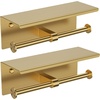 image:imageFORIOUS Double Toilet Paper Holder with Shelf Wall Mount Tissue Roll Holder for Bathroom 304 Stainless Steel Commercial Toilet Tissue Dispensers with Phone Shelf 4 Stainless SteelBrushed Gold