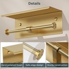 image:imageFORIOUS Double Toilet Paper Holder with Shelf Wall Mount Tissue Roll Holder for Bathroom 304 Stainless Steel Commercial Toilet Tissue Dispensers with Phone Shelf 4 Stainless SteelBrushed Gold
