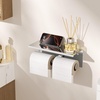 image:imageFORIOUS Double Toilet Paper Holder with Shelf Wall Mount Tissue Roll Holder for Bathroom 304 Stainless Steel Commercial Toilet Tissue Dispensers with Phone Shelf 4 Stainless SteelChrome