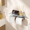image:imageFORIOUS Double Toilet Paper Holder with Shelf Wall Mount Tissue Roll Holder for Bathroom 304 Stainless Steel Commercial Toilet Tissue Dispensers with Phone Shelf 4 Stainless SteelStainless Steel  Brushed Gold