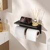 image:imageFORIOUS Double Toilet Paper Holder with Shelf Wall Mount Tissue Roll Holder for Bathroom 304 Stainless Steel Commercial Toilet Tissue Dispensers with Phone Shelf 4 Stainless SteelOil Rubbed Bronze