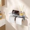 image:imageFORIOUS Double Toilet Paper Holder with Shelf Wall Mount Tissue Roll Holder for Bathroom 304 Stainless Steel Commercial Toilet Tissue Dispensers with Phone Shelf 4 Stainless SteelStainless Steel