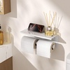 image:imageFORIOUS Double Toilet Paper Holder with Shelf Wall Mount Tissue Roll Holder for Bathroom 304 Stainless Steel Commercial Toilet Tissue Dispensers with Phone Shelf 4 Stainless SteelWhite