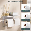 image:imageFORIOUS Double Toilet Paper Holder with Shelf Wall Mount Tissue Roll Holder for Bathroom 304 Stainless Steel Commercial Toilet Tissue Dispensers with Phone Shelf 4 Stainless SteelWhite