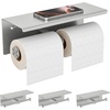 image:imageFORIOUS Double Toilet Paper Holder with Shelf Wall Mount Tissue Roll Holder for Bathroom 304 Stainless Steel Commercial Toilet Tissue Dispensers with Phone Shelf 4 Stainless SteelStainless Steel