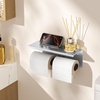 image:imageFORIOUS Double Toilet Paper Holder with Shelf Wall Mount Tissue Roll Holder for Bathroom 304 Stainless Steel Commercial Toilet Tissue Dispensers with Phone Shelf 4 Stainless SteelStainless Steel  Matte Black